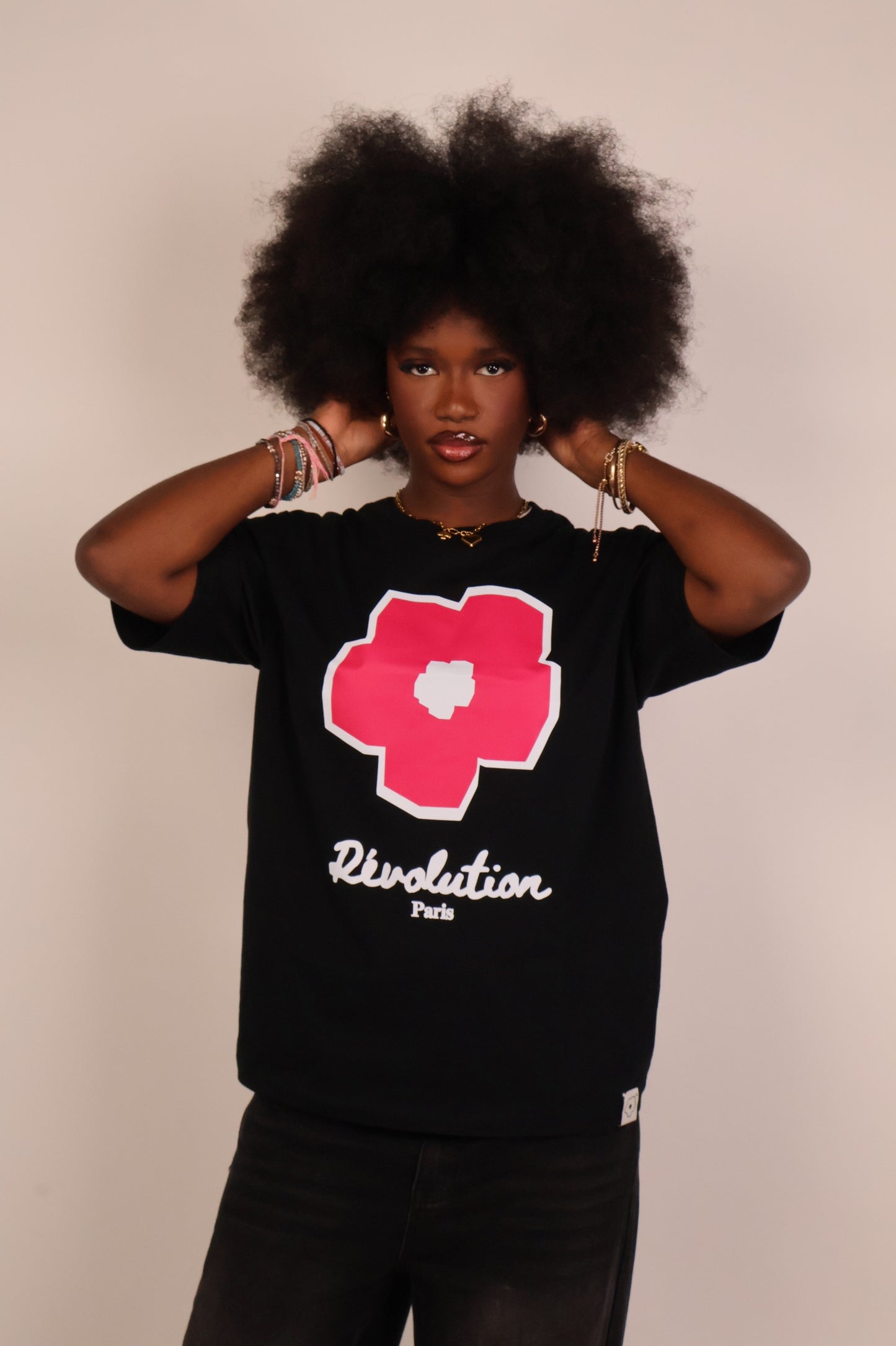t-shirt fleur noir
