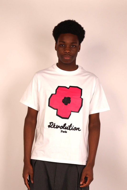 t-shirt fleur blanc