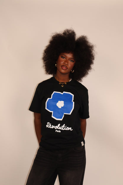 t-shirt fleur noir